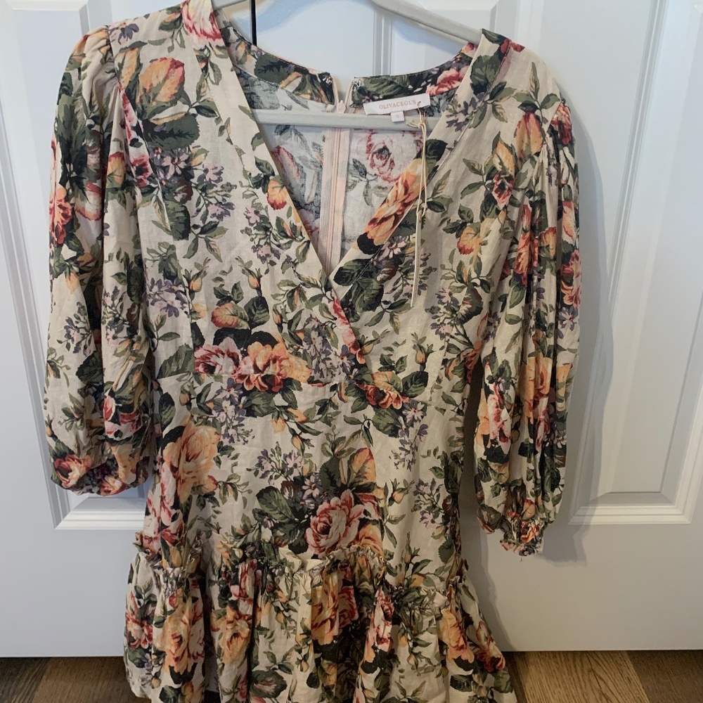 Olivaceous Floral Mini Dress, Size (S)